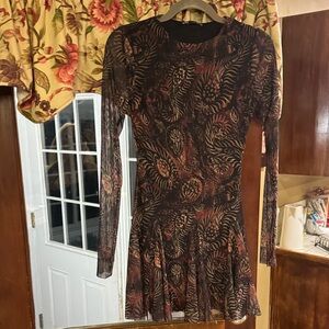 Zara Black and Brown Long Sleeve Dress